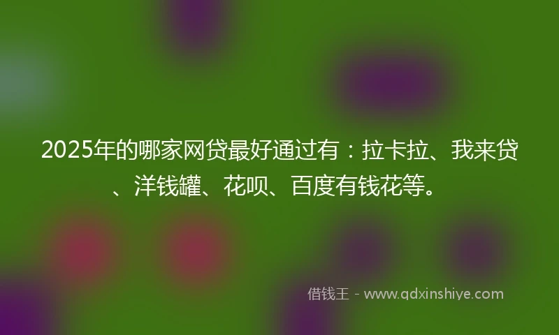 2025年的哪家网贷最好通过有：拉卡拉、我来贷、洋钱罐、花呗、百度有钱花等。