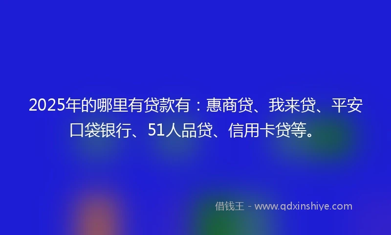 2025年的哪里有贷款有：惠商贷、我来贷、平安口袋银行、51人品贷、信用卡贷等。