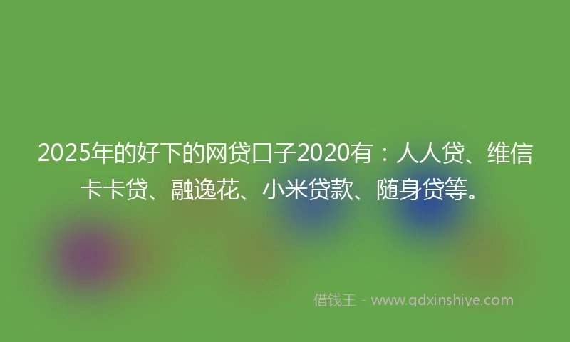 2025年的好下的网贷口子2020有：人人贷、维信卡卡贷、融逸花、小米贷款、随身贷等。