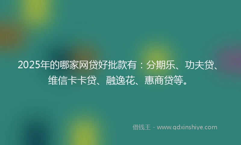 2025年的哪家网贷好批款有：分期乐、功夫贷、维信卡卡贷、融逸花、惠商贷等。