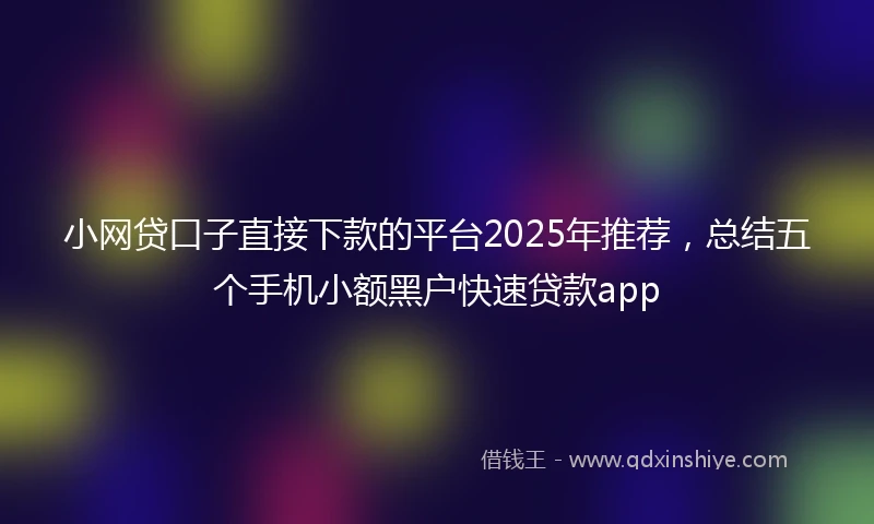 小网贷口子直接下款的平台2025年推荐，总结五个手机小额黑户快速贷款app