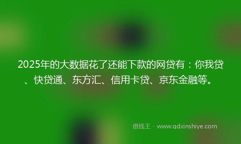 2025年的大数据花了还能下款的网贷有：你我贷、快贷通、东方汇、信用卡贷、京东金融等。