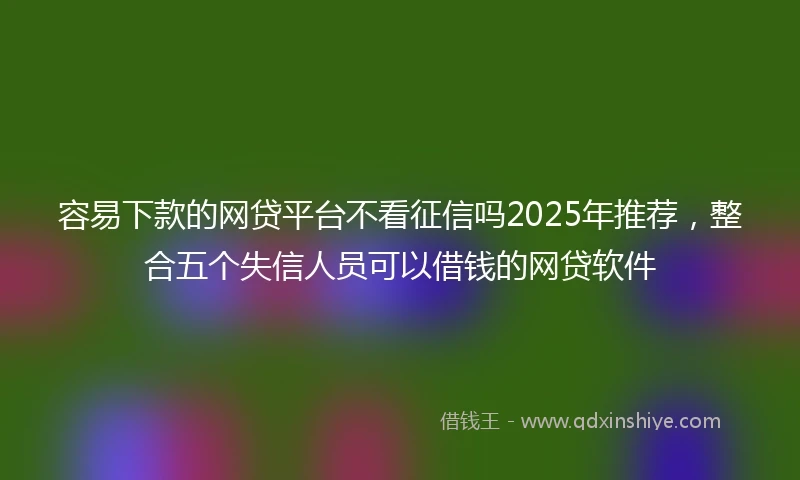 容易下款的网贷平台不看征信吗2025年推荐，整合五个失信人员可以借钱的网贷软件