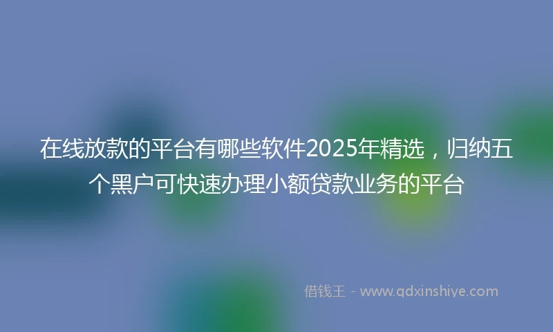 在线放款的平台有哪些软件2025年精选，归纳五个黑户可快速办理小额贷款业务的平台