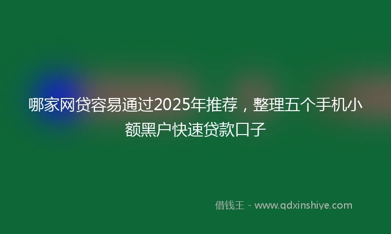 哪家网贷容易通过2025年推荐，整理五个手机小额黑户快速贷款口子