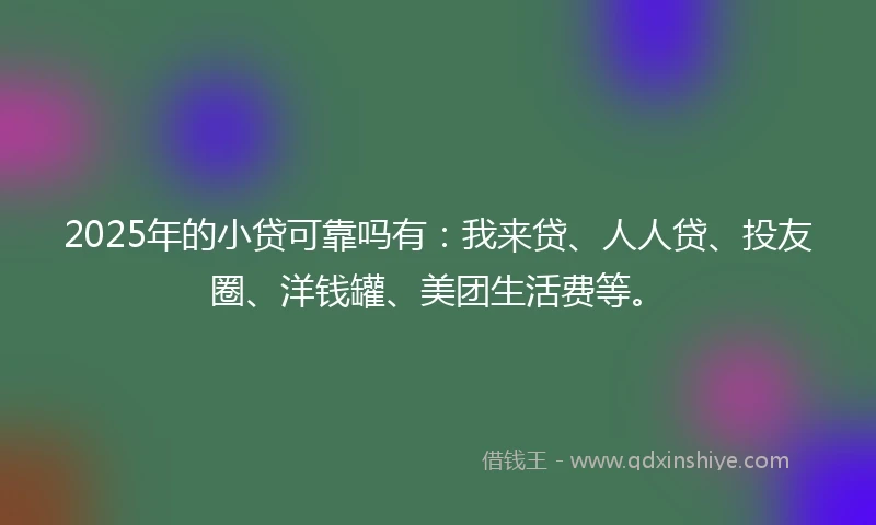 2025年的小贷可靠吗有：我来贷、人人贷、投友圈、洋钱罐、美团生活费等。