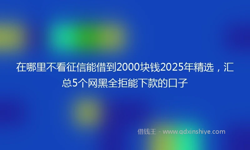 在哪里不看征信能借到2000块钱2025年精选，汇总5个网黑全拒能下款的口子