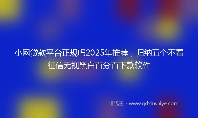 小网贷款平台正规吗2025年推荐，归纳五个不看征信无视黑白百分百下款软件