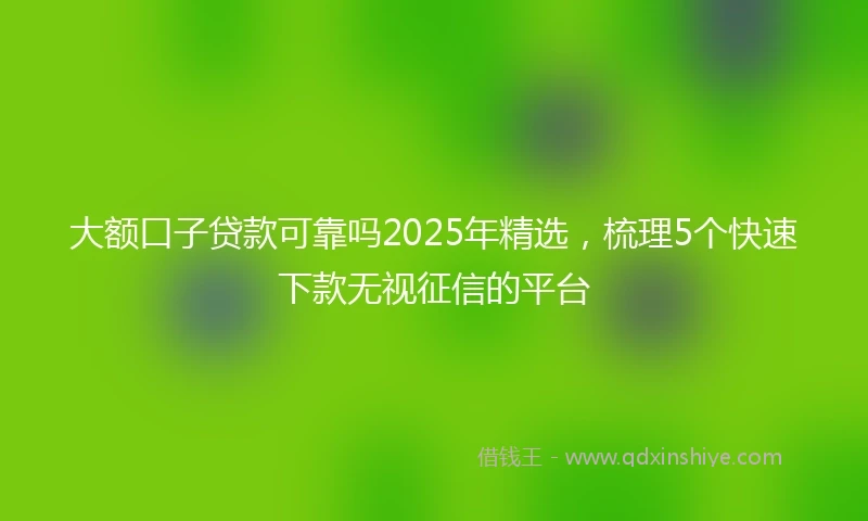 大额口子贷款可靠吗2025年精选，梳理5个快速下款无视征信的平台