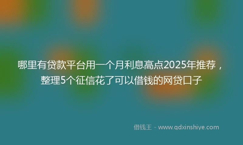 哪里有贷款平台用一个月利息高点2025年推荐，整理5个征信花了可以借钱的网贷口子