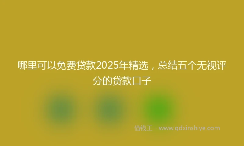 哪里可以免费贷款2025年精选，总结五个无视评分的贷款口子