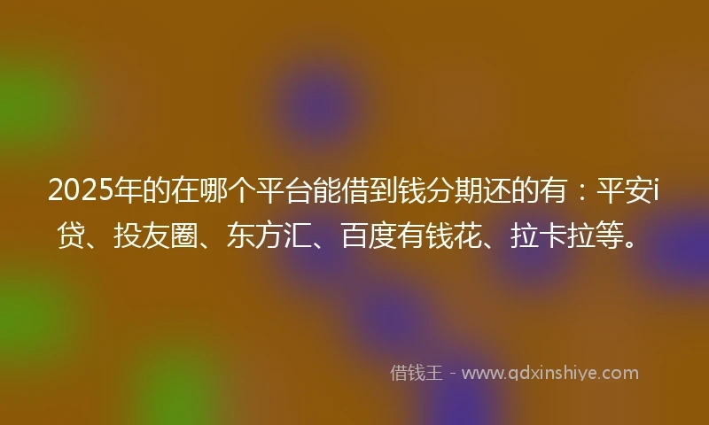 2025年的在哪个平台能借到钱分期还的有：平安i贷、投友圈、东方汇、百度有钱花、拉卡拉等。