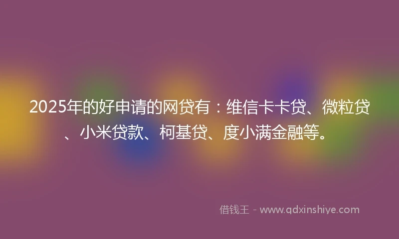 2025年的好申请的网贷有：维信卡卡贷、微粒贷、小米贷款、柯基贷、度小满金融等。