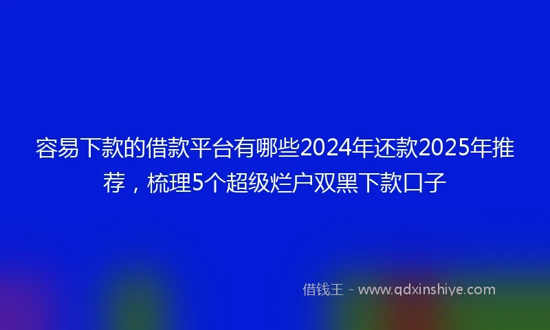 容易下款的借款平台有哪些2024年还款2025年推荐，梳理5个超级烂户双黑下款口子