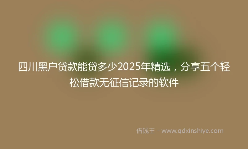 四川黑户贷款能贷多少2025年精选，分享五个轻松借款无征信记录的软件