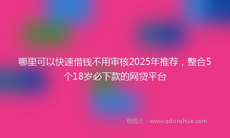 哪里可以快速借钱不用审核2025年推荐，整合5个18岁必下款的网贷平台