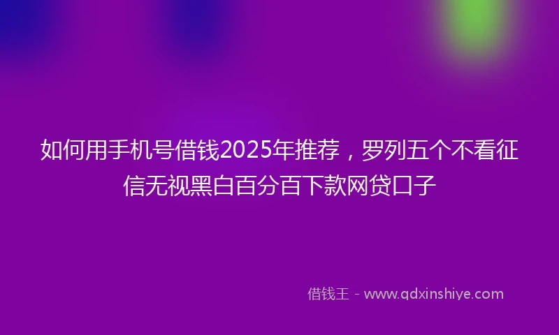如何用手机号借钱2025年推荐，罗列五个不看征信无视黑白百分百下款网贷口子