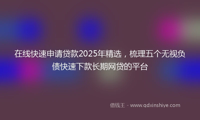 在线快速申请贷款2025年精选，梳理五个无视负债快速下款长期网贷的平台