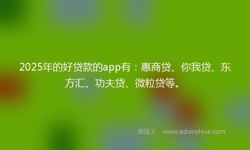 2025年的好贷款的app有：惠商贷、你我贷、东方汇、功夫贷、微粒贷等。