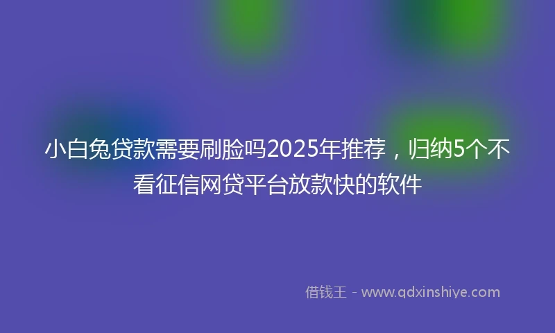 小白兔贷款需要刷脸吗2025年推荐，归纳5个不看征信网贷平台放款快的软件