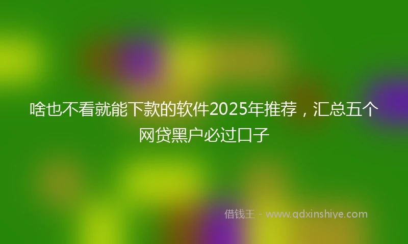 啥也不看就能下款的软件2025年推荐，汇总五个网贷黑户必过口子