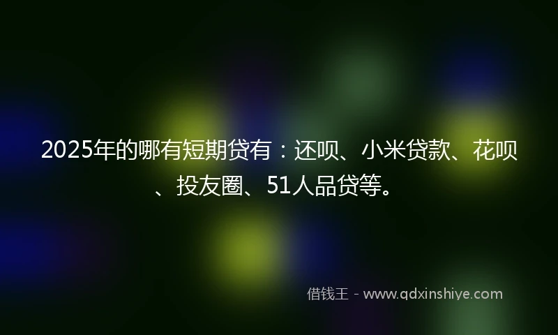 2025年的哪有短期贷有：还呗、小米贷款、花呗、投友圈、51人品贷等。