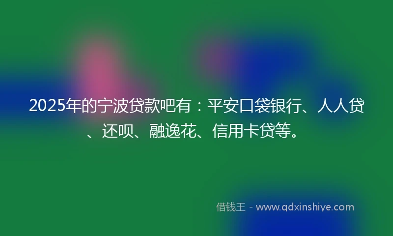 2025年的宁波贷款吧有：平安口袋银行、人人贷、还呗、融逸花、信用卡贷等。