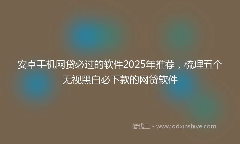 安卓手机网贷必过的软件2025年推荐，梳理五个无视黑白必下款的网贷软件