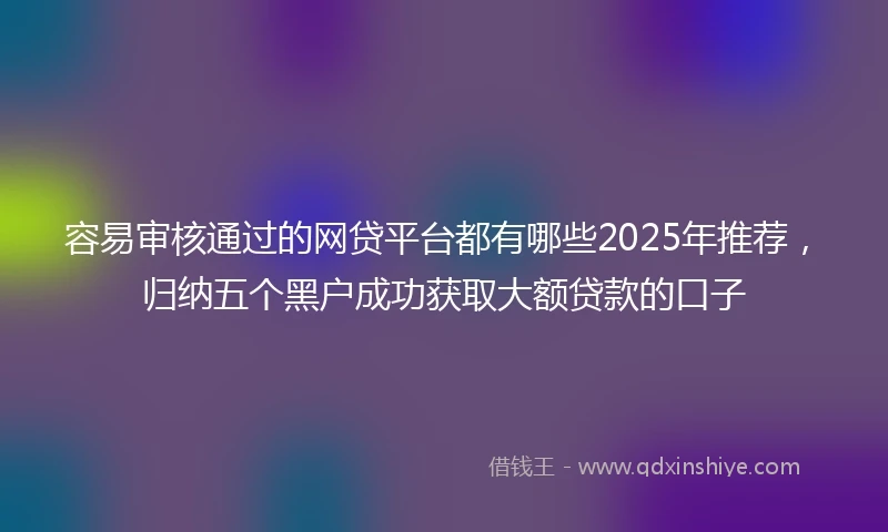 容易审核通过的网贷平台都有哪些2025年推荐，归纳五个黑户成功获取大额贷款的口子