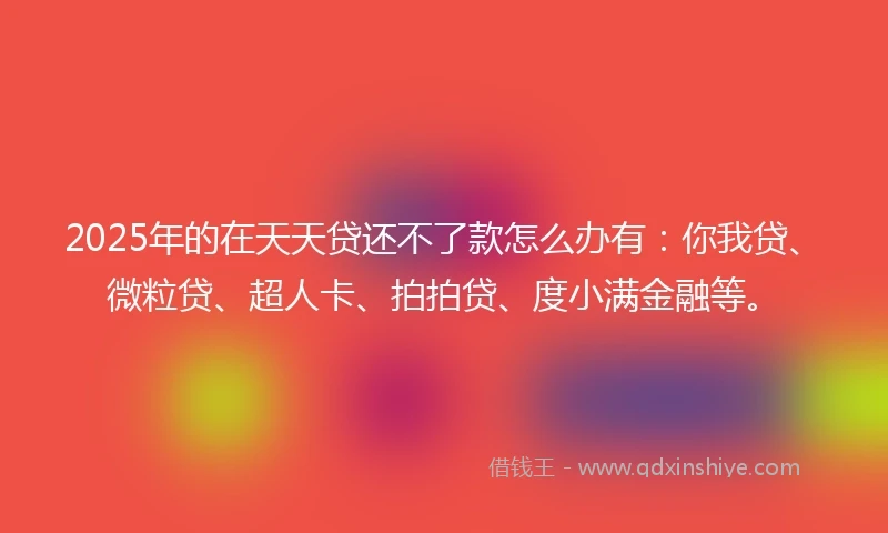 2025年的在天天贷还不了款怎么办有：你我贷、微粒贷、超人卡、拍拍贷、度小满金融等。