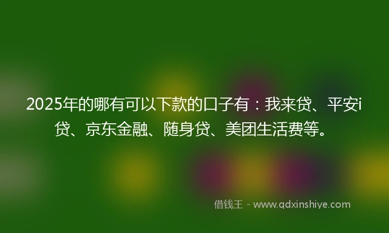 2025年的哪有可以下款的口子有：我来贷、平安i贷、京东金融、随身贷、美团生活费等。