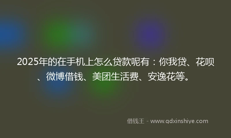 2025年的在手机上怎么贷款呢有：你我贷、花呗、微博借钱、美团生活费、安逸花等。