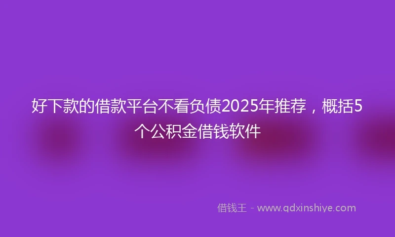 好下款的借款平台不看负债2025年推荐，概括5个公积金借钱软件