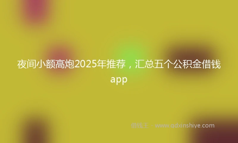夜间小额高炮2025年推荐，汇总五个公积金借钱app