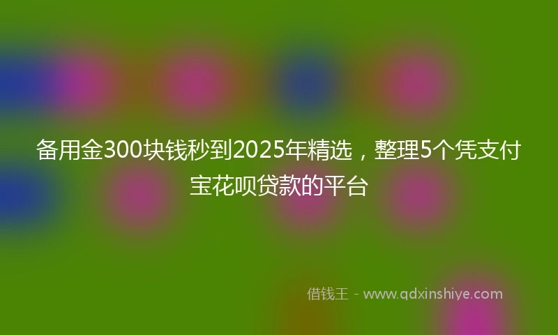 备用金300块钱秒到2025年精选，整理5个凭支付宝花呗贷款的平台