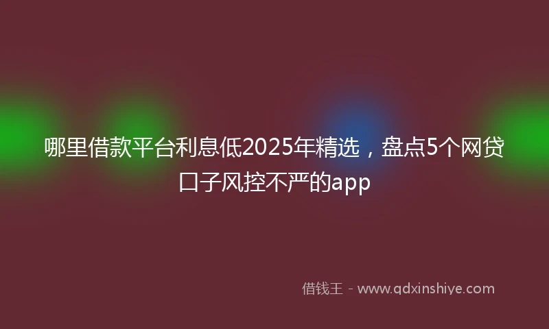 哪里借款平台利息低2025年精选，盘点5个网贷口子风控不严的app