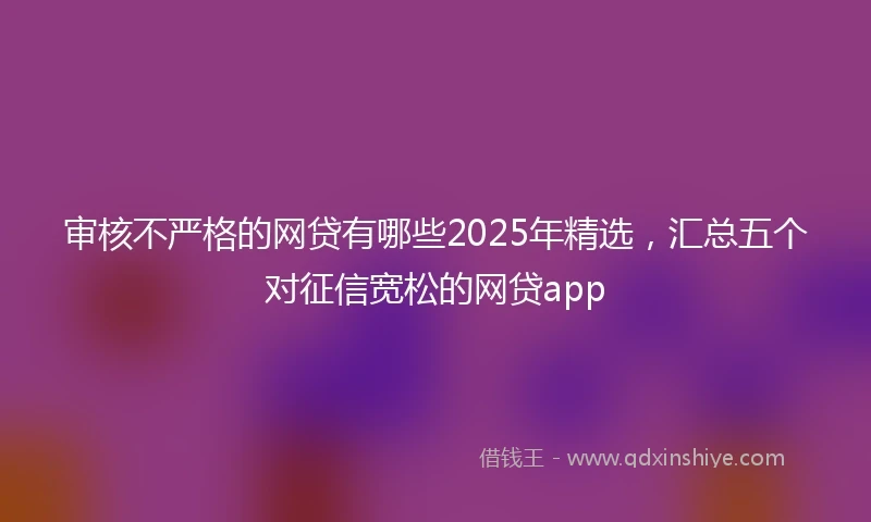 审核不严格的网贷有哪些2025年精选，汇总五个对征信宽松的网贷app