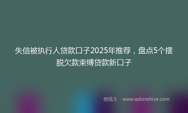 失信被执行人贷款口子2025年推荐，盘点5个摆脱欠款束缚贷款新口子