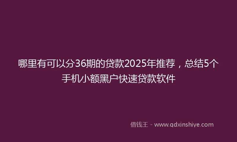 哪里有可以分36期的贷款2025年推荐，总结5个手机小额黑户快速贷款软件
