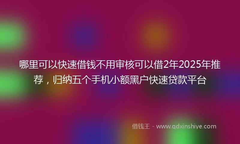 哪里可以快速借钱不用审核可以借2年2025年推荐，归纳五个手机小额黑户快速贷款平台