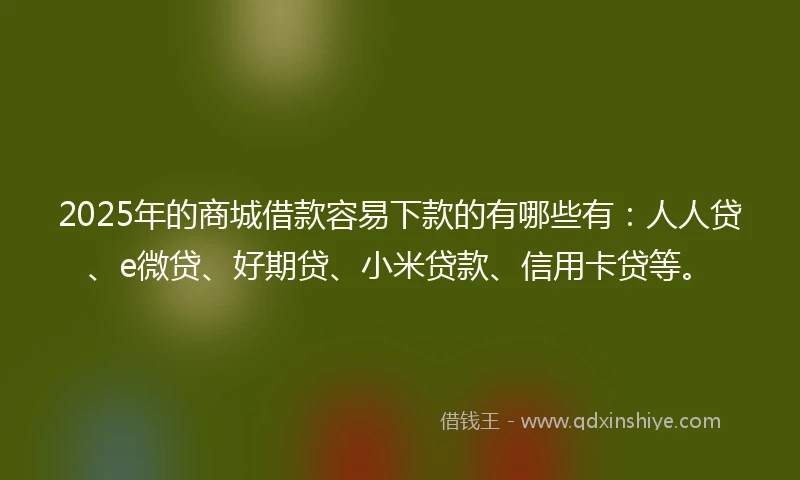 2025年的商城借款容易下款的有哪些有：人人贷、e微贷、好期贷、小米贷款、信用卡贷等。