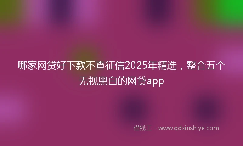 哪家网贷好下款不查征信2025年精选，整合五个无视黑白的网贷app