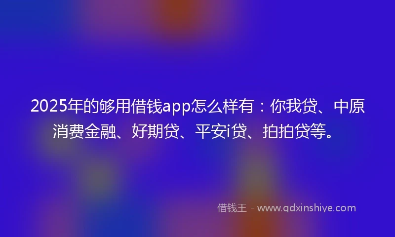 2025年的够用借钱app怎么样有：你我贷、中原消费金融、好期贷、平安i贷、拍拍贷等。
