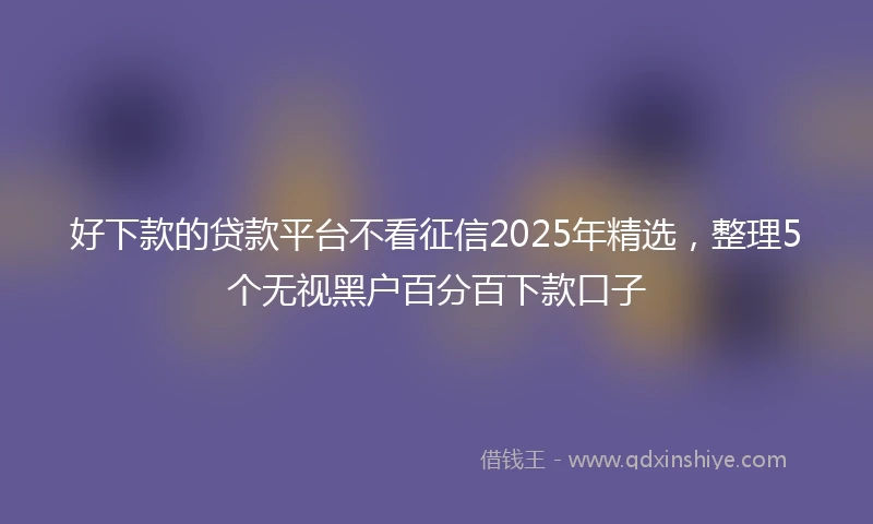 好下款的贷款平台不看征信2025年精选，整理5个无视黑户百分百下款口子