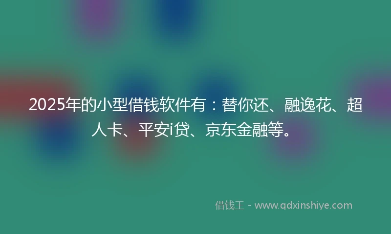 2025年的小型借钱软件有：替你还、融逸花、超人卡、平安i贷、京东金融等。