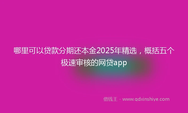 哪里可以贷款分期还本金2025年精选，概括五个极速审核的网贷app