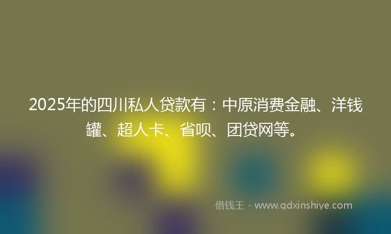 2025年的四川私人贷款有：中原消费金融、洋钱罐、超人卡、省呗、团贷网等。