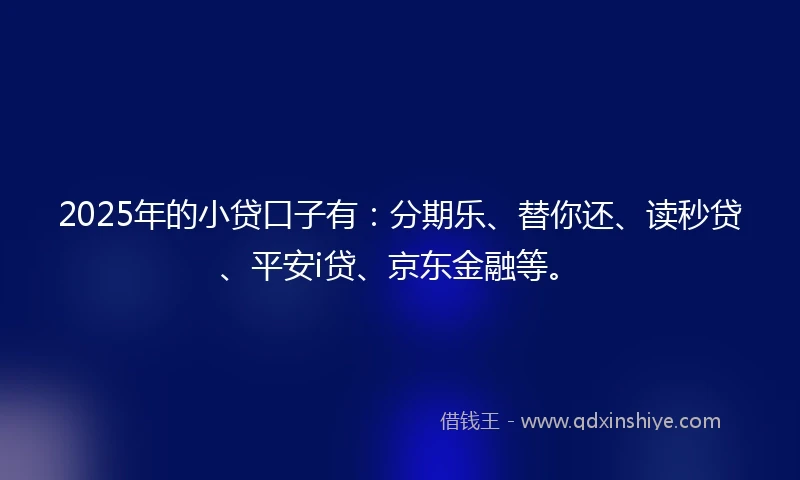 2025年的小贷口子有：分期乐、替你还、读秒贷、平安i贷、京东金融等。