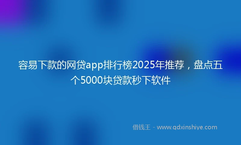 容易下款的网贷app排行榜2025年推荐，盘点五个5000块贷款秒下软件