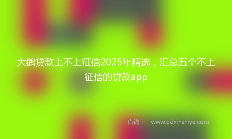 大鹅贷款上不上征信2025年精选，汇总五个不上征信的贷款app
